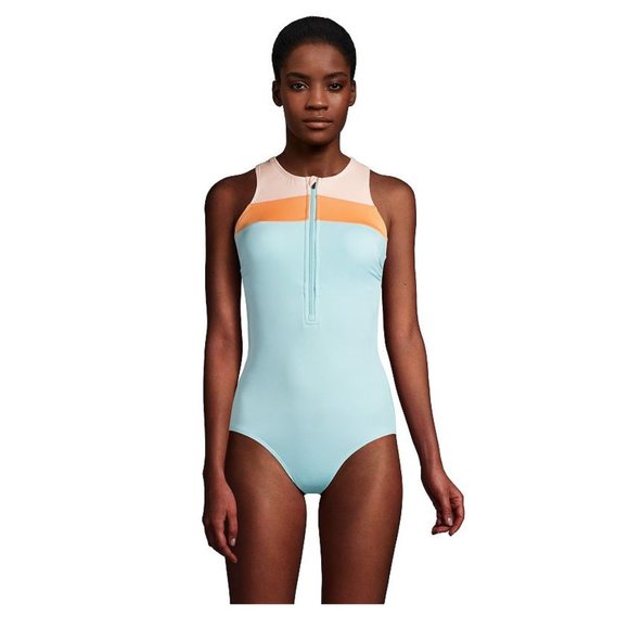 NWT Lands' Womens 1/2-Zip Front Athletic One Piece Suit Size 18 Mast $130 8B483 - Picture 1 of 2